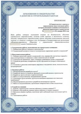 Приложение к свидетельству о допуске к строительным работам Лабинск СРО в строительстве